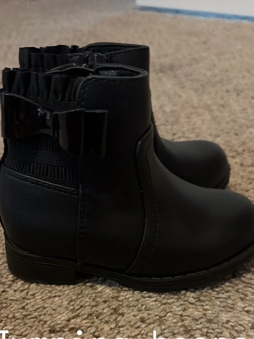 Kids Black Bow Ankle Boots - Classic Girls' Dress Boot